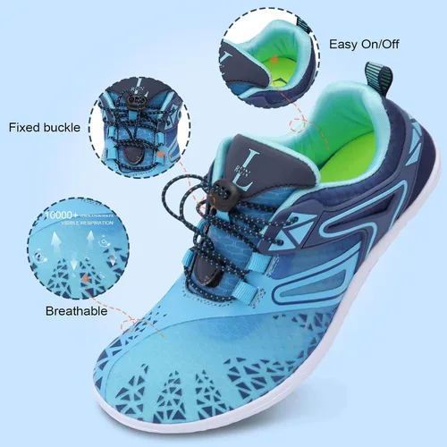 Vista 4 de L-RUN Zapatos de agua para hombre y mujer, zapatos de agua descalzos para senderismo, secado rápido, calcetines acuáticos para natación, buceo