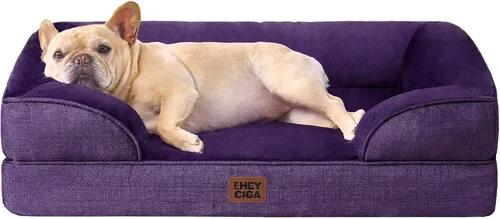 Vista 104 de EHEYCIGA – Cama ortopédica impermeable para perros pequeños, de espuma viscoelástica tipo caja de huevos, con bordes elevados y base antideslizante