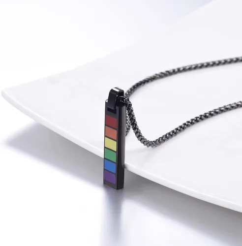 Vista 9 de PROSTEEL Collar de acero inoxidable de plata de ley 925, joyería de orgullo gay LGBT, collar con colgante de arco iris, regalo para hombresmujeres