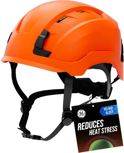 Vista 16 de GE Safety Helmet, Impact Absorbing Tech, Adjustable Ratchet, ANSI Type 1, Memory Foam Padding, Hard Hats Protection, Chin Strap, Class C (Vented) &