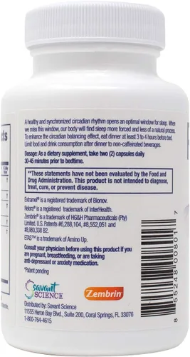 Vista 3 de RestoreZ Stay Asleep (60 cápsulas) Suplemento natural para dormir - Mantiene un sueño reparador durante toda la noche - Ayuda para dormir sin hábito