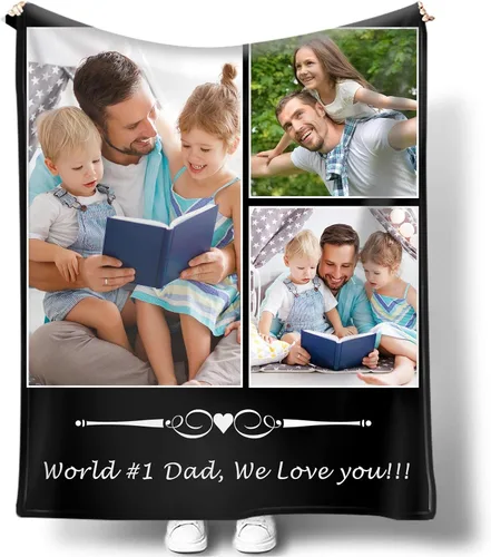 Vista 13 de Mantas personalizadas con fotos para mujeres y hombres, regalos de cumpleaños conmemorativos, manta personalizada de franela suave con mis propias