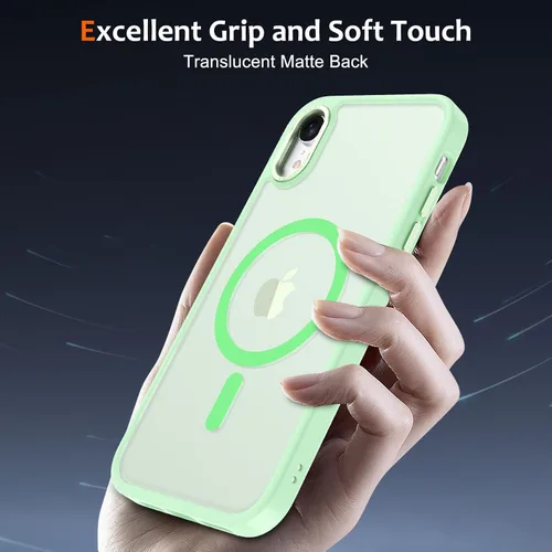Vista 1041 de Anuck - Funda magnética para iPhone 11 compatible con MagSafe, carcasa trasera mate translúcida dura, borde de TPU, delgada, resistente a impactos