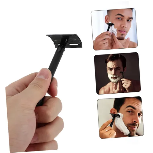 Vista 7 de Angoily 2 unids seguridad afeitadora barba recortadora reutilizable doble hoja más cercana afeitado durable hombres herramienta de afeitar