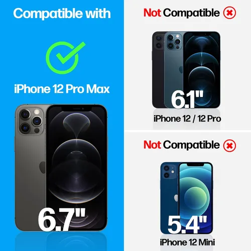 Vista 3 de Power Theory Protector de pantalla de vidrio templado diseñado para iPhone 12 Pro Max [dureza 9H], kit de fácil instalación, 99% HD libre