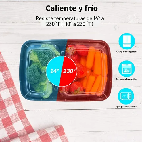 Vista 4 de Reli. Contenedores de preparación de comidas de 30 onzas (paquete de 50) - Cajas de comida para llevar y llevar con tapas