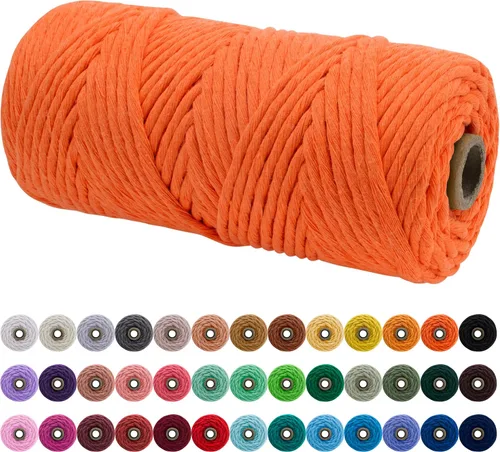 Vista 23 de JeogYong Cordón de macramé de un solo hilo 3 mm x 109 yardas (328 pies) Cuerda de algodón suave Hilo de macramé de 3 mm, suministros de macramé