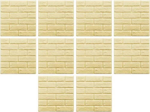 Vista 12 de ECYC Ltd 10 paneles de pared de ladrillo 3D de 11.81 x 11.81 pulgadas, autoadhesivos, papel tapiz impermeable extraíble para sala de estar, 01