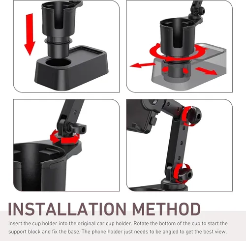 Vista 5 de Soporte para teléfono con soporte para tazas, soporte de expansor ajustable, soporte multifuncional de rotación de 360 grados, adecuado