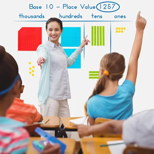 Vista 8 de 131 bloques de base magnética jumbo para matemáticas, bloques de valor posicional, base de 10 manipuladores matemáticos K-3, bloques de números