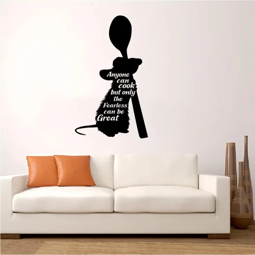 Vista 3 de Anyone Can Cook But Only The Fearless Can Be Great – Ramy Ratatouille Quotes Quote Ramy Spoon Silhouette Vinilo Adhesivo para pared de vinilo