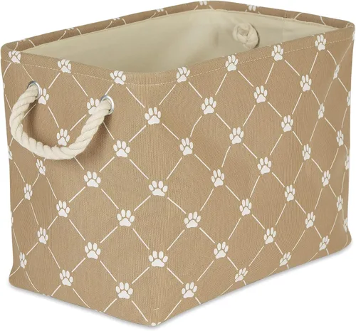 Vista 9 de Bone Dry Pet Storage Collection - Estampado de patas y huesos, rectángulo pequeño, 14 x 8 x 9 pulgadas, color negro
