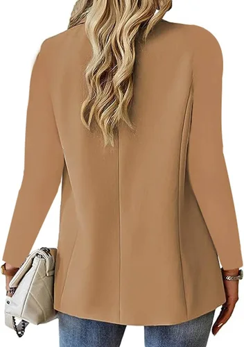 Vista 2 de Blazers para mujer, traje casual de negocios, con botones, ligero, de manga larga, con solapa, chaquetas cortas, trajes de trabajo y oficina 2023