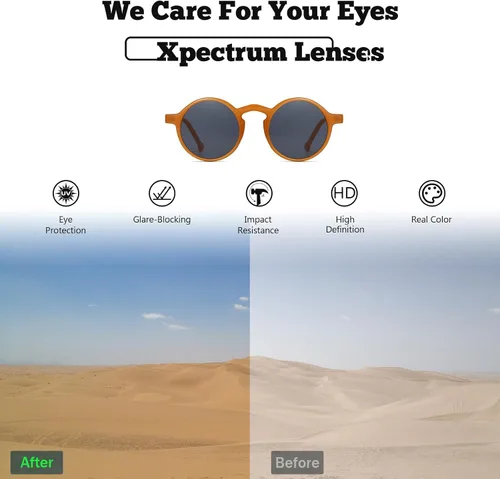 Vista 4 de Xpectrum Gafas de sol redondas pequeñas unisex ligeras Hippie Circular Plástico Retro Lennon Boho Gafas