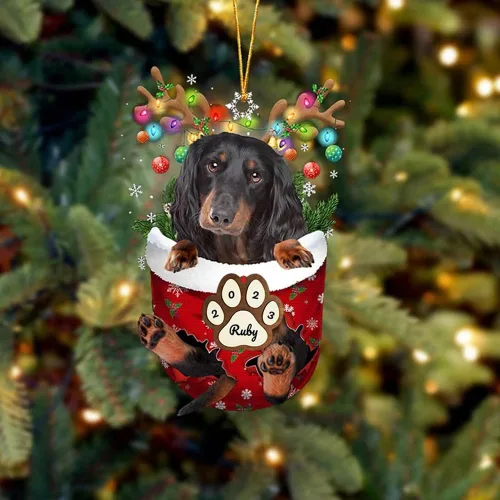 Vista 232 de Adornos personalizados de Pug cervatillo – Decoración personalizada para árbol de Navidad con patas de bolsillo de nieve