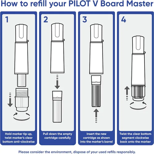 Vista 3 de Pilot Recambio para Begreen Reciclado V Board Master Marker Punta Bala/Cincel - Negro, Caja de 12