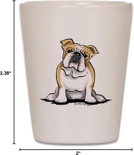Vista 3 de CafePress Lindo vaso de chupito de Bulldog Inglés único y divertido
