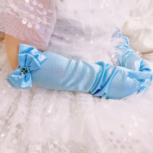 Vista 3 de Penta Angel Guantes de vestir de princesa con lazos largos para niñas y niños pequeños