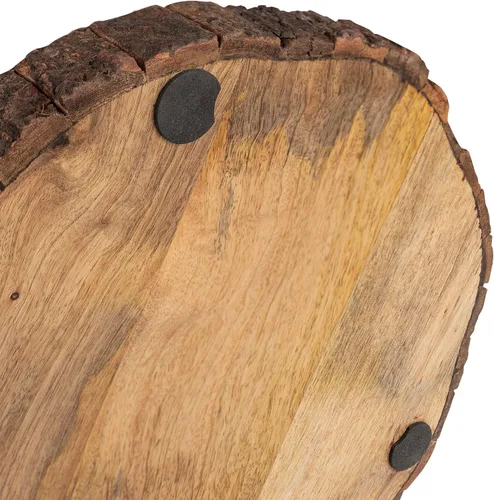 Vista 4 de GoCraft Tabla de Cortar Redonda de Madera con Borde de Corteza de Árbol 1.5" de Grosor Madera de Mango Borde Vivo para Cortar, Preparar, Servir
