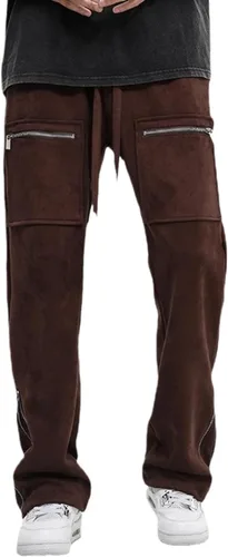 Vista 24 de Pantalones deportivos de gamuza sintética para mujer, pantalones de baile acampanados para hombre