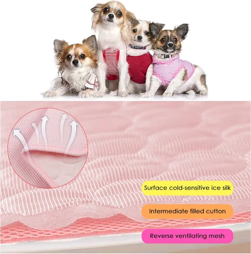 Vista 5 de Alfombrilla de enfriamiento para perros, almohadilla de enfriamiento automática para perros, seda de hielo, lavable a máquina, alfombrilla