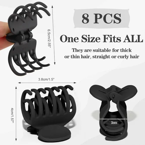 Vista 7 de 8 pinzas de garra para cabello fino para mujeres, pinzas de pelo medio mate de 1.6 pulgadas para cabello fino y grueso, agarre fuerte, pinzas