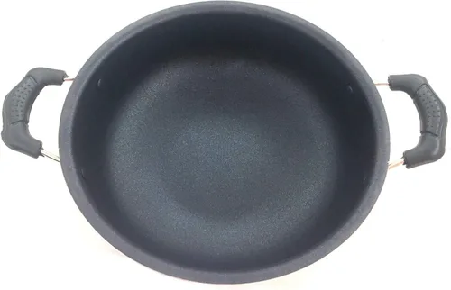 Vista 5 de GD Deep Kadai - Sartén antiadherente Kadhai Indian Karahi con tapa de acero inoxidable, sartén antiadherente, multiusos, utensilios de cocina, ollas