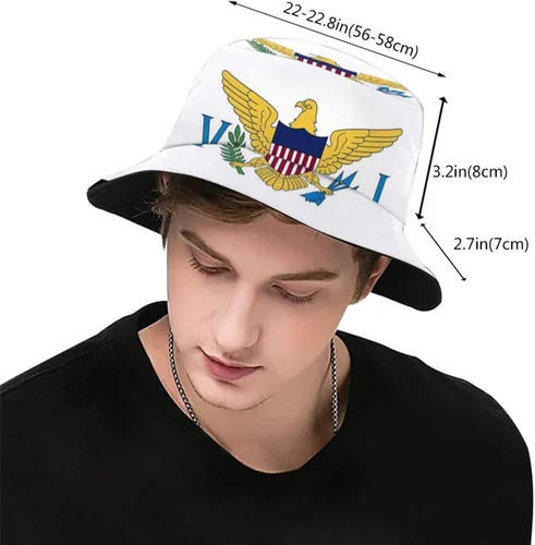 Vista 3 de Lindos sombreros de pescador de bandera de las Islas Vírgenes, gorra de sol plegable para exteriores, gorra Boonie unisex para mujeres y hombres