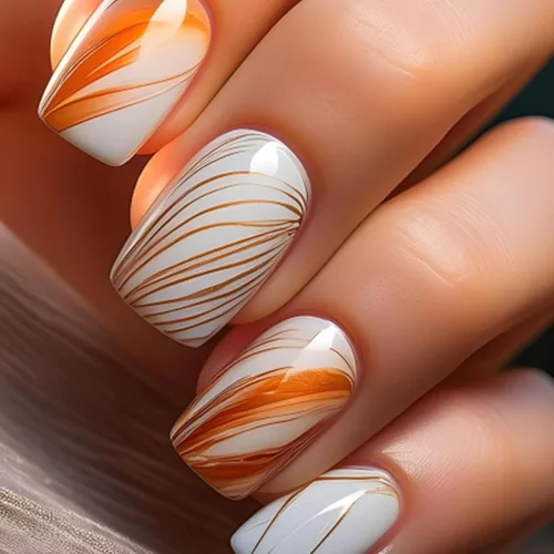 Vista 10 de Uñas postizas francesas con punta negra y borde corto, uñas falsas con diseños de hoja de oro, uñas de acrílico artificiales de cobertura completa