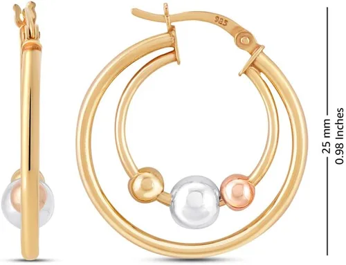 Vista 3 de Charmsy - Aretes de plata de ley en tres tonos para mujer