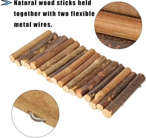Vista 4 de Hamiledyi 4 piezas de puente de hámster de madera puente de juguete para ratas escalera de túnel de madera natural, accesorios para masticar