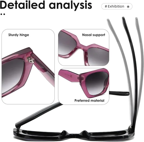 Vista 6 de kimorn Gafas de sol para mujeres y hombres de moda retro gafas de sol de moda K1354