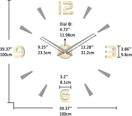 Vista 3 de VANGOLD Reloj de Pared de Gran Tamaño para Decoración de Sala de Estar, Relojes de Pared Decorativos a Pilas (Decoración Dorada del Hogar)