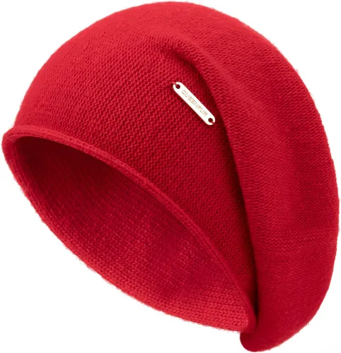 Vista 22 de Gorros de Punto Holgados para Mujeres de Cachemira Gorro de Esquí de Lana Tejida Suave y Cálido Gorro de Invierno A01-beige