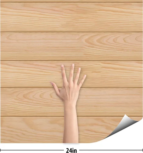 Vista 4 de SpeedWallpaper 5003 Shiplap - Papel tapiz removible de color beige