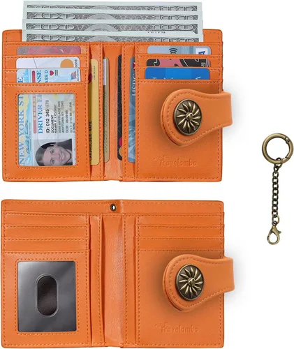 Vista 3 de Travelambo Rfid Wallet - Cartera de cuero para mujer Naranja Moda