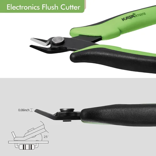 Vista 3 de Alicates de corte al ras micro KATA, cortador de alambre de precisión de 5 pulgadas, alicates de corte lateral antideslizantes para electrónica