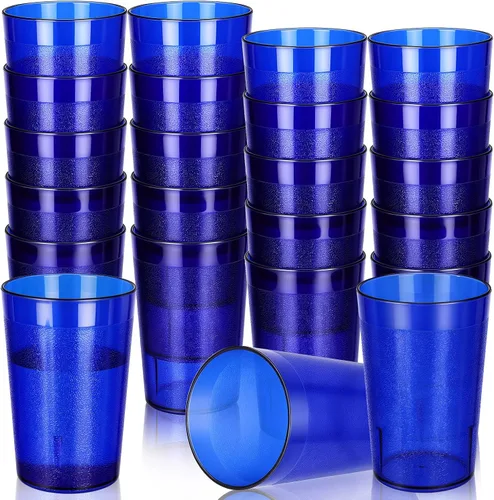 Vista 7 de Meanplan 48 Pack 8oz Plastic Cup Bulk, Stackable Drinking Glasses,Amber Restaurant Grade, Break Resistant, Reusable Drink Tumblers, for Bars