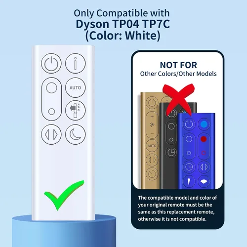 Vista 2 de Nuevo mando a distancia de repuesto compatible con Dyson TP04 TP7C Ventilador de torre purificadora Air Pure Cool de doble dirección, blanco