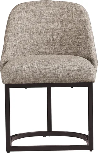 Vista 49 de Leick Home 214536 Barrelback Silla de comedor con base de metal, juego de 2, para comedor, asiento moderno de lino negro y base de metal dorado