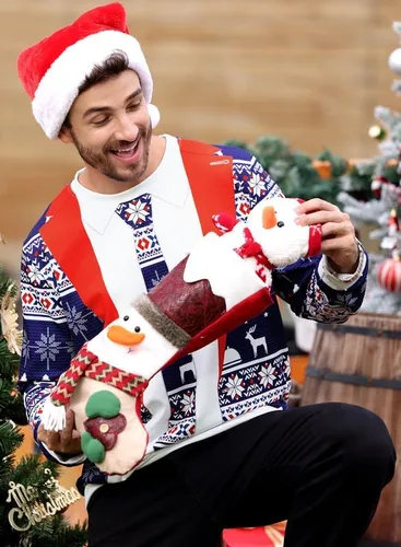 Vista 4 de Arvilhill - Sudadera estampada estilo Ugly Christmas (fea Navidad) para hombres, sudadera unisex de manga larga con gráficos divertidos