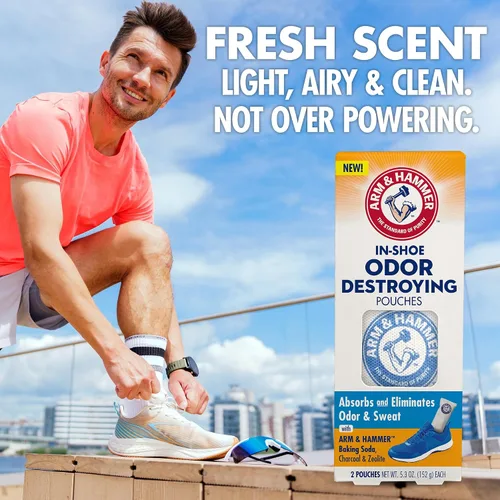Vista 5 de Arm & Hammer Bolsas que destruyen olores en el zapato, inserto desodorante de zapatos para reducir el olor y absorber la humedad, eliminador