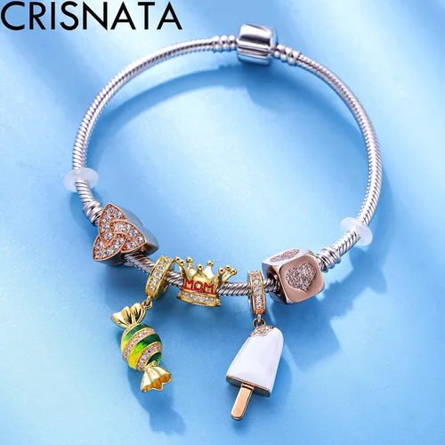Vista 4 de Dijes de plata de ley 925 para el día de la madre, artista, autismo, madre e hija y pie de bebé, corona de mamá y cuentas de nana, se adapta a