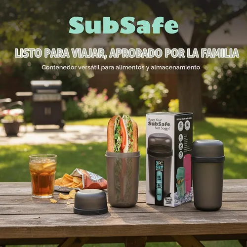 Vista 6 de SubSafe Contenedor para sándwich de 3 piezas, gris carbón, como se ve en Shark Tank, impermeable, a prueba de golpes, almacenamiento de alimentos
