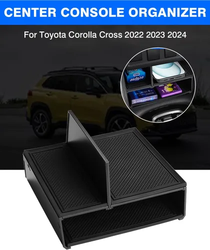 Vista 2 de Autorder Organizador de consola central para Toyota Corolla Cross 2022 2023 2024 2025 sin cargador inalámbrico, accesorios para reposabrazos, caja