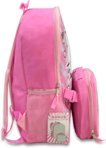 Vista 2 de Fast Forward Mochila rosa con licencia para niños de 15 pulgadas con set combinado de lonchera - Agre: 3+ (Hello Kitty)