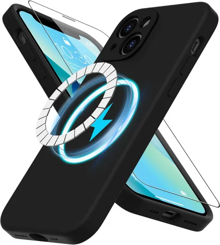 Vista 68 de DEENAKIN Funda magnética de silicona para iPhone 12 Pro con protector de pantalla, compatible con MagSafe, protección de cámara, funda protectora