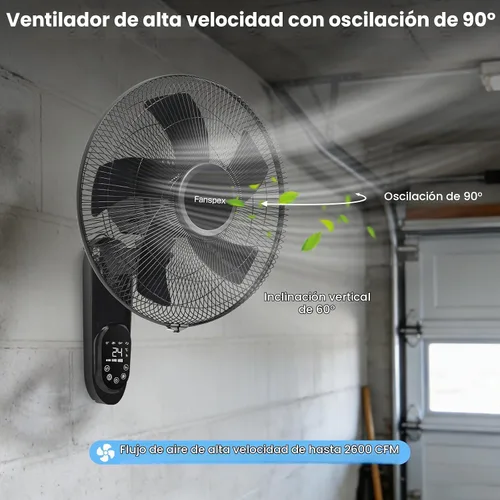 Vista 5 de Fanspex Ventilador montado en la pared de 16" para el invernadero