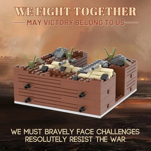 Vista 6 de WW2 Battlefield - Juego de bloques militares de esquina derecha (200 piezas) para construir libremente escenas de batalla
