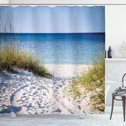 Vista 6 de Ambesonne Decor Collection, juego de cortina con ganchos para regadera Negro Verde